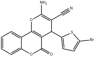 2-amino-4-(5-bromo-2-thienyl)-5-oxo-4H,5H-pyrano[3,2-c]chromene-3-carbonitrile 结构式