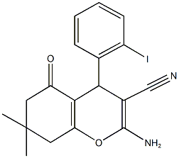 2-amino-4-(2-iodophenyl)-7,7-dimethyl-5-oxo-5,6,7,8-tetrahydro-4H-chromene-3-carbonitrile 结构式