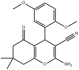 2-amino-4-(2,5-dimethoxyphenyl)-7,7-dimethyl-5-oxo-5,6,7,8-tetrahydro-4H-chromene-3-carbonitrile 结构式