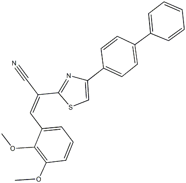 2-(4-[1,1'-biphenyl]-4-yl-1,3-thiazol-2-yl)-3-(2,3-dimethoxyphenyl)acrylonitrile 结构式