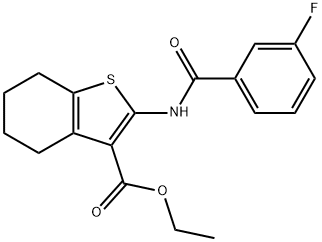 ethyl 2-[(3-fluorobenzoyl)amino]-4,5,6,7-tetrahydro-1-benzothiophene-3-carboxylate 结构式