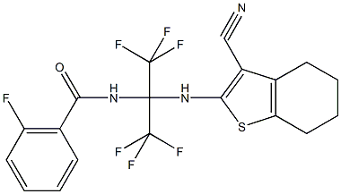 N-[1-[(3-cyano-4,5,6,7-tetrahydro-1-benzothiophen-2-yl)amino]-2,2,2-trifluoro-1-(trifluoromethyl)ethyl]-2-fluorobenzamide 结构式