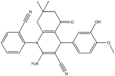 2-amino-1-(2-cyanophenyl)-4-(3-hydroxy-4-methoxyphenyl)-7,7-dimethyl-5-oxo-1,4,5,6,7,8-hexahydro-3-quinolinecarbonitrile 结构式