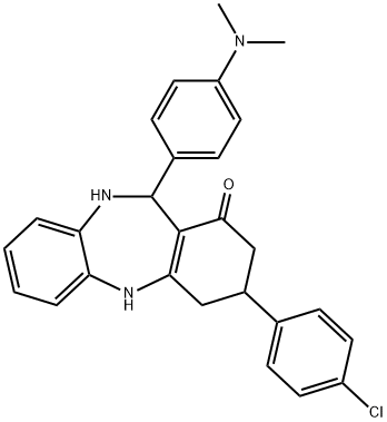 3-(4-chlorophenyl)-11-[4-(dimethylamino)phenyl]-2,3,4,5,10,11-hexahydro-1H-dibenzo[b,e][1,4]diazepin-1-one 结构式