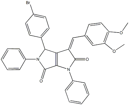 4-(4-bromophenyl)-3-(3,4-dimethoxybenzylidene)-1,5-diphenyl-1,3,4,5-tetrahydropyrrolo[3,4-b]pyrrole-2,6-dione 结构式