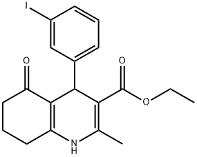 ethyl 4-(3-iodophenyl)-2-methyl-5-oxo-1,4,5,6,7,8-hexahydro-3-quinolinecarboxylate 结构式