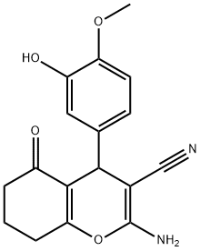 2-amino-4-(3-hydroxy-4-methoxyphenyl)-5-oxo-5,6,7,8-tetrahydro-4H-chromene-3-carbonitrile 结构式