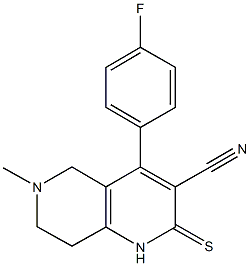 4-(4-fluorophenyl)-6-methyl-2-thioxo-1,2,5,6,7,8-hexahydro[1,6]naphthyridine-3-carbonitrile 结构式