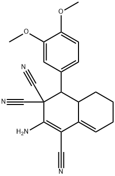 2-amino-4-(3,4-dimethoxyphenyl)-4a,5,6,7-tetrahydronaphthalene-1,3,3(4H)-tricarbonitrile 结构式