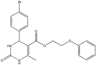 2-(phenyloxy)ethyl 4-(4-bromophenyl)-6-methyl-2-oxo-1,2,3,4-tetrahydropyrimidine-5-carboxylate 结构式