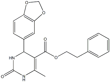 2-phenylethyl 4-(1,3-benzodioxol-5-yl)-6-methyl-2-oxo-1,2,3,4-tetrahydro-5-pyrimidinecarboxylate 结构式