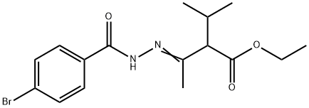 ethyl 2-[N-(4-bromobenzoyl)ethanehydrazonoyl]-3-methylbutanoate 结构式