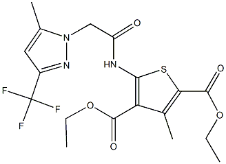 diethyl 3-methyl-5-({[5-methyl-3-(trifluoromethyl)-1H-pyrazol-1-yl]acetyl}amino)-2,4-thiophenedicarboxylate 结构式