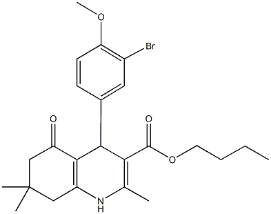 butyl 4-[3-bromo-4-(methyloxy)phenyl]-2,7,7-trimethyl-5-oxo-1,4,5,6,7,8-hexahydroquinoline-3-carboxylate 结构式