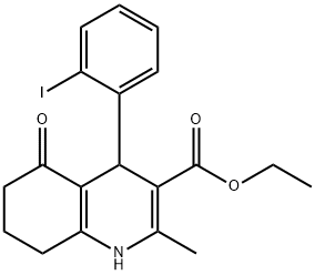 ethyl 4-(2-iodophenyl)-2-methyl-5-oxo-1,4,5,6,7,8-hexahydro-3-quinolinecarboxylate 结构式