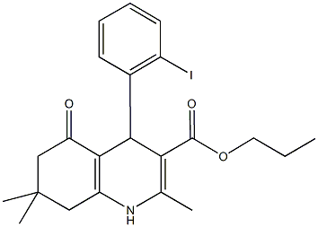 propyl 4-(2-iodophenyl)-2,7,7-trimethyl-5-oxo-1,4,5,6,7,8-hexahydro-3-quinolinecarboxylate 结构式