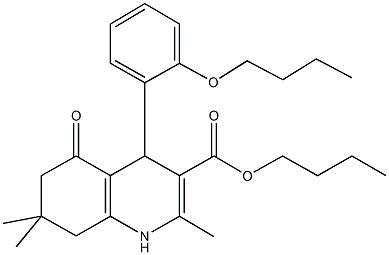 butyl 4-[2-(butyloxy)phenyl]-2,7,7-trimethyl-5-oxo-1,4,5,6,7,8-hexahydroquinoline-3-carboxylate 结构式