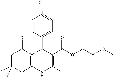 2-methoxyethyl 4-(4-chlorophenyl)-2,7,7-trimethyl-5-oxo-1,4,5,6,7,8-hexahydroquinoline-3-carboxylate 结构式