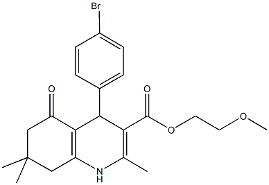 2-methoxyethyl 4-(4-bromophenyl)-2,7,7-trimethyl-5-oxo-1,4,5,6,7,8-hexahydroquinoline-3-carboxylate 结构式