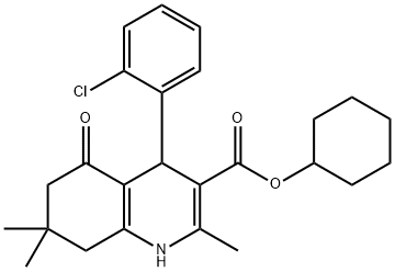 cyclohexyl 4-(2-chlorophenyl)-2,7,7-trimethyl-5-oxo-1,4,5,6,7,8-hexahydroquinoline-3-carboxylate 结构式