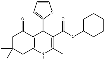 cyclohexyl 2,7,7-trimethyl-5-oxo-4-(2-thienyl)-1,4,5,6,7,8-hexahydro-3-quinolinecarboxylate 结构式