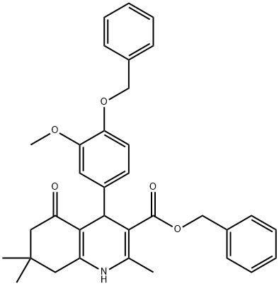 benzyl 4-[4-(benzyloxy)-3-methoxyphenyl]-2,7,7-trimethyl-5-oxo-1,4,5,6,7,8-hexahydro-3-quinolinecarboxylate 结构式