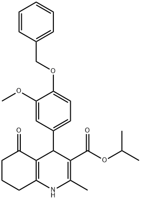 1-methylethyl 2-methyl-4-{3-(methyloxy)-4-[(phenylmethyl)oxy]phenyl}-5-oxo-1,4,5,6,7,8-hexahydroquinoline-3-carboxylate 结构式