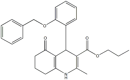 propyl 4-[2-(benzyloxy)phenyl]-2-methyl-5-oxo-1,4,5,6,7,8-hexahydro-3-quinolinecarboxylate 结构式