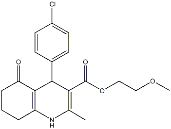 2-methoxyethyl 4-(4-chlorophenyl)-2-methyl-5-oxo-1,4,5,6,7,8-hexahydroquinoline-3-carboxylate 结构式