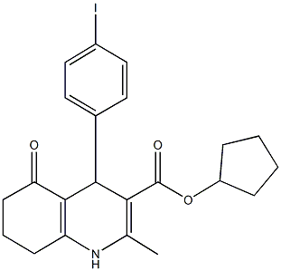 cyclopentyl 4-(4-iodophenyl)-2-methyl-5-oxo-1,4,5,6,7,8-hexahydro-3-quinolinecarboxylate 结构式