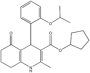 cyclopentyl 2-methyl-4-{2-[(1-methylethyl)oxy]phenyl}-5-oxo-1,4,5,6,7,8-hexahydroquinoline-3-carboxylate 结构式