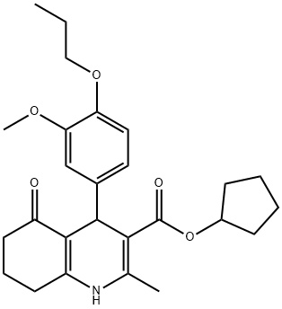 cyclopentyl 2-methyl-4-[3-(methyloxy)-4-(propyloxy)phenyl]-5-oxo-1,4,5,6,7,8-hexahydroquinoline-3-carboxylate 结构式