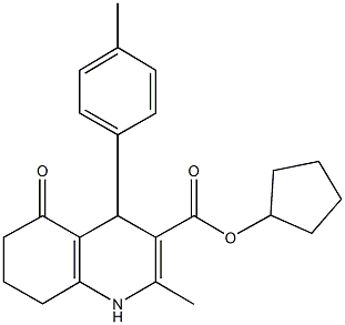 cyclopentyl 2-methyl-4-(4-methylphenyl)-5-oxo-1,4,5,6,7,8-hexahydro-3-quinolinecarboxylate 结构式