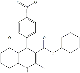 cyclohexyl 4-{4-nitrophenyl}-2-methyl-5-oxo-1,4,5,6,7,8-hexahydroquinoline-3-carboxylate 结构式