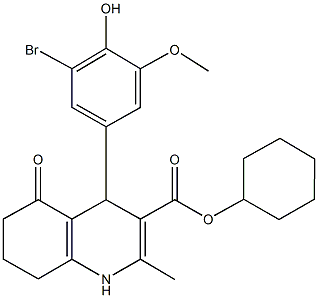cyclohexyl 4-[3-bromo-4-hydroxy-5-(methyloxy)phenyl]-2-methyl-5-oxo-1,4,5,6,7,8-hexahydroquinoline-3-carboxylate 结构式
