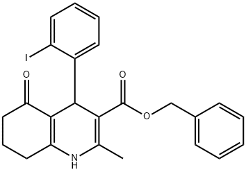 benzyl 4-(2-iodophenyl)-2-methyl-5-oxo-1,4,5,6,7,8-hexahydro-3-quinolinecarboxylate 结构式