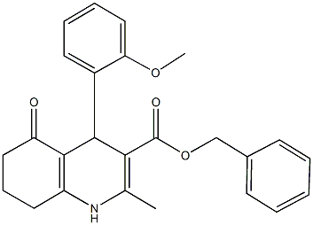 benzyl 4-(2-methoxyphenyl)-2-methyl-5-oxo-1,4,5,6,7,8-hexahydro-3-quinolinecarboxylate 结构式