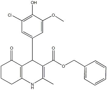 benzyl 4-(3-chloro-4-hydroxy-5-methoxyphenyl)-2-methyl-5-oxo-1,4,5,6,7,8-hexahydro-3-quinolinecarboxylate 结构式