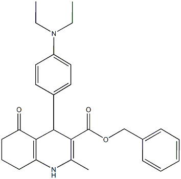 benzyl 4-[4-(diethylamino)phenyl]-2-methyl-5-oxo-1,4,5,6,7,8-hexahydro-3-quinolinecarboxylate 结构式