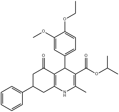 isopropyl 4-(4-ethoxy-3-methoxyphenyl)-2-methyl-5-oxo-7-phenyl-1,4,5,6,7,8-hexahydro-3-quinolinecarboxylate 结构式