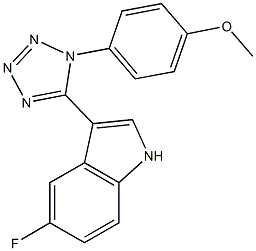 5-fluoro-3-[1-(4-methoxyphenyl)-1H-tetraazol-5-yl]-1H-indole 结构式