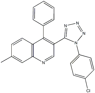 3-[1-(4-chlorophenyl)-1H-tetraazol-5-yl]-7-methyl-4-phenylquinoline 结构式