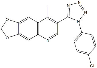 7-[1-(4-chlorophenyl)-1H-tetraazol-5-yl]-8-methyl[1,3]dioxolo[4,5-g]quinoline 结构式