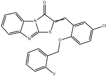 2-{5-chloro-2-[(2-fluorobenzyl)oxy]benzylidene}[1,3]thiazolo[3,2-a]benzimidazol-3(2H)-one 结构式