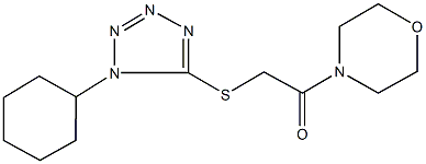 1-cyclohexyl-1H-tetraazol-5-yl 2-(4-morpholinyl)-2-oxoethyl sulfide 结构式