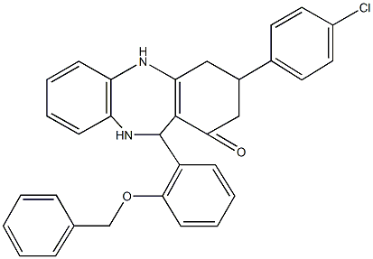 11-[2-(benzyloxy)phenyl]-3-(4-chlorophenyl)-2,3,4,5,10,11-hexahydro-1H-dibenzo[b,e][1,4]diazepin-1-one 结构式