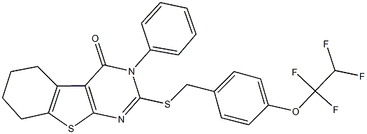 3-phenyl-2-{[4-(1,1,2,2-tetrafluoroethoxy)benzyl]sulfanyl}-5,6,7,8-tetrahydro[1]benzothieno[2,3-d]pyrimidin-4(3H)-one 结构式