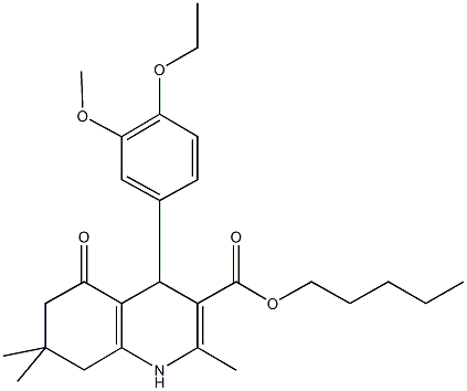 pentyl 4-(4-ethoxy-3-methoxyphenyl)-2,7,7-trimethyl-5-oxo-1,4,5,6,7,8-hexahydro-3-quinolinecarboxylate 结构式