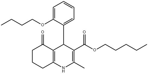 pentyl 4-(2-butoxyphenyl)-2-methyl-5-oxo-1,4,5,6,7,8-hexahydro-3-quinolinecarboxylate 结构式
