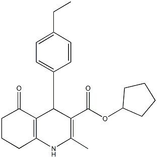 cyclopentyl 4-(4-ethylphenyl)-2-methyl-5-oxo-1,4,5,6,7,8-hexahydro-3-quinolinecarboxylate 结构式